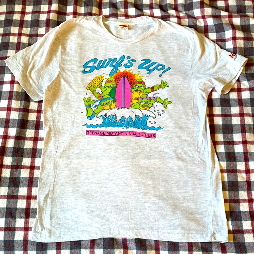 Men's Large Homage Ninja Turtles Shirt Silver Gray
